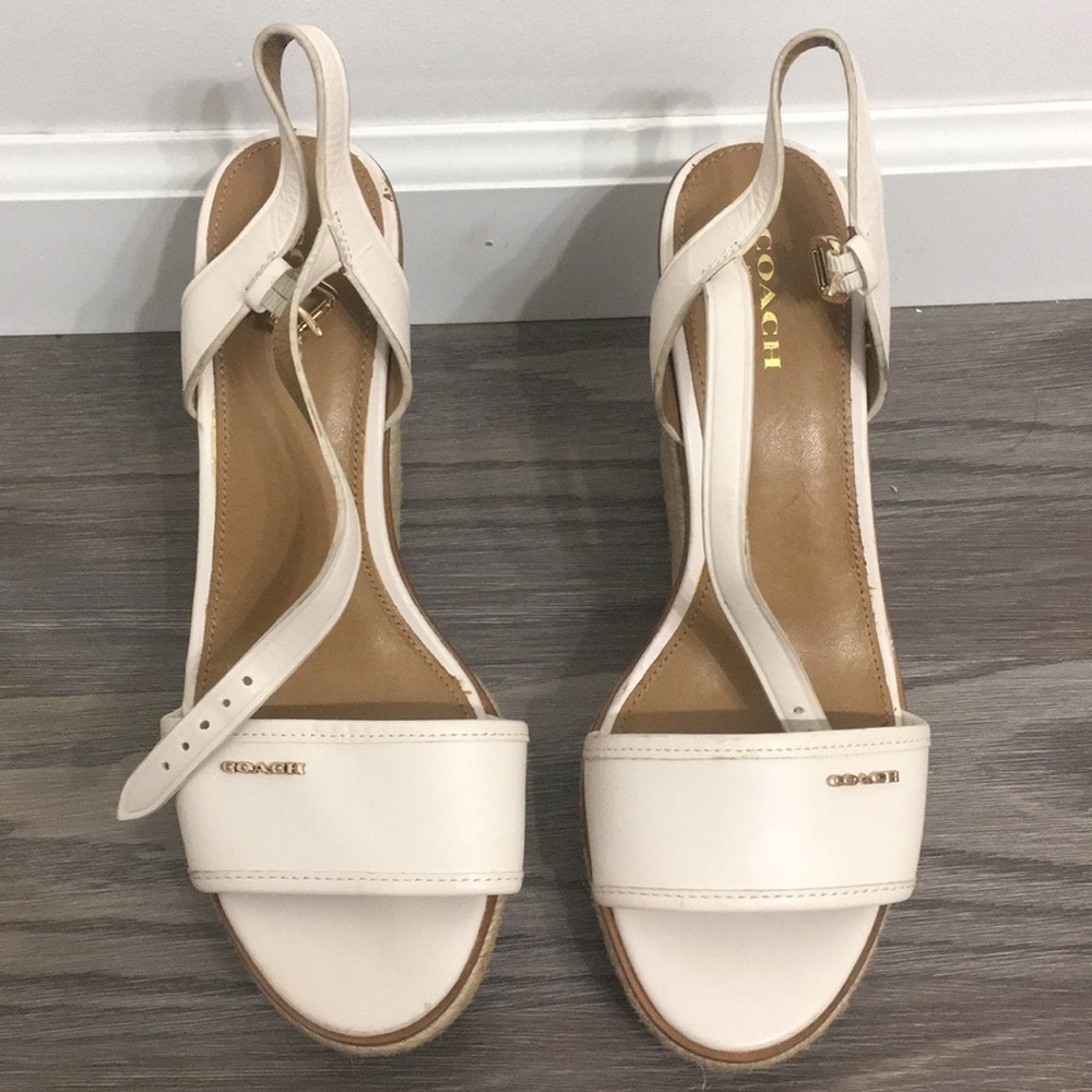 Coach White Elda Wedge Sandal